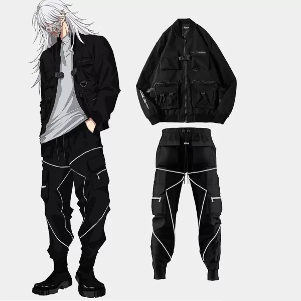 Aelfric Eden Mens Techwear Pants Streetwear Joggers Pants Multi Pocket Cargo Pants HipHop Hiking Pants with DrawstringEblack