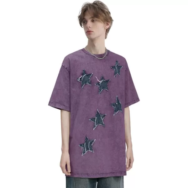 Aelfric Eden Oversized Tees Men 90s Vintage Graphic Shirts Summer Streetwear Casual TShirts136purple