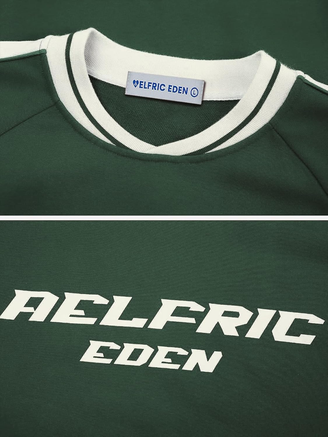 Aelfric Eden Oversized Crewneck Sweatshirts for Men Red Vintage Graphic Pullover Loose Fit Streetwear Long Sleeve TopApatchwork  Green