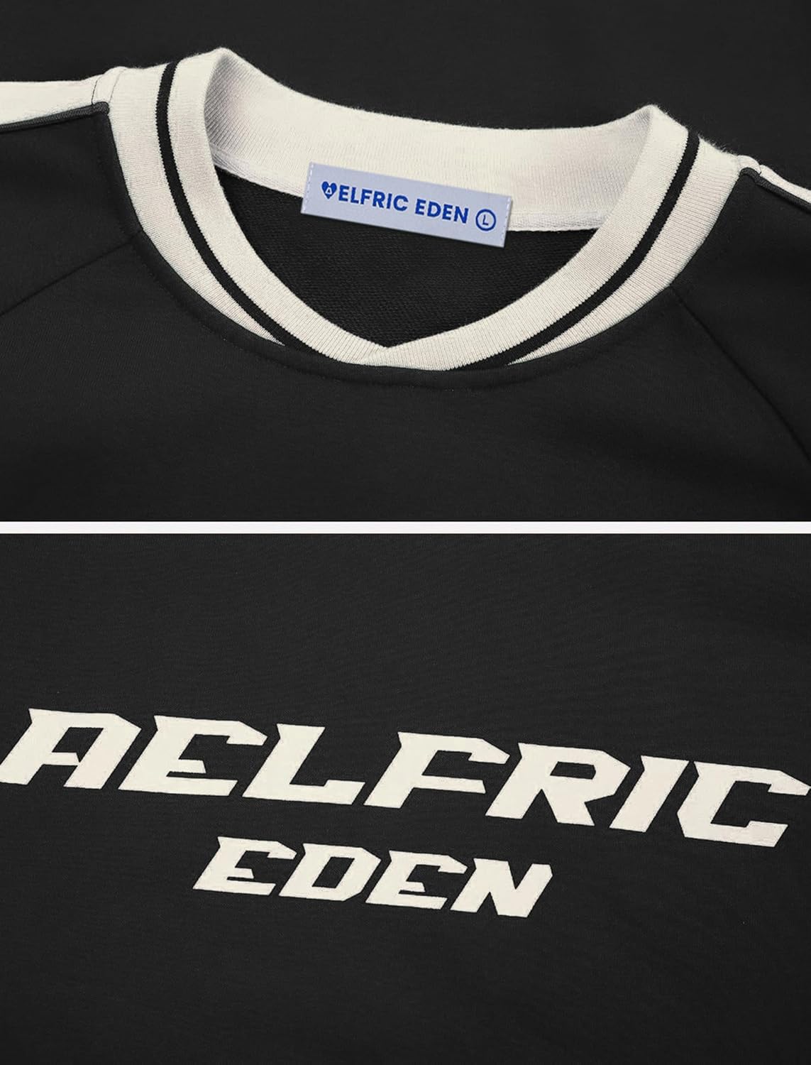 Aelfric Eden Oversized Crewneck Sweatshirts for Men Red Vintage Graphic Pullover Loose Fit Streetwear Long Sleeve TopBlack