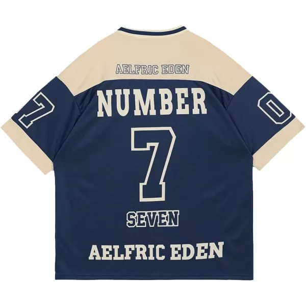 Aelfric Eden 90s Oversized T Shirts Unisex Grahpic Jersey Printed Casual Tees Streetwear Vintage Summer Top TshirtDark Blue