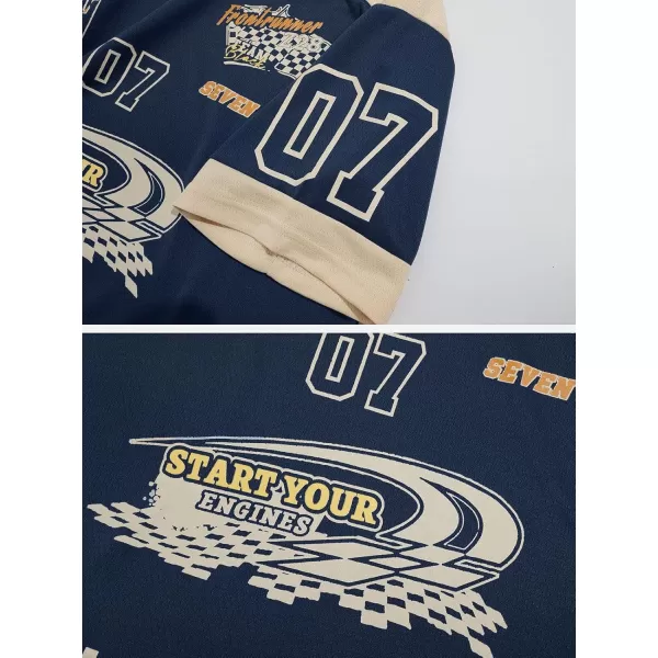 Aelfric Eden 90s Oversized T Shirts Unisex Grahpic Jersey Printed Casual Tees Streetwear Vintage Summer Top TshirtDark Blue