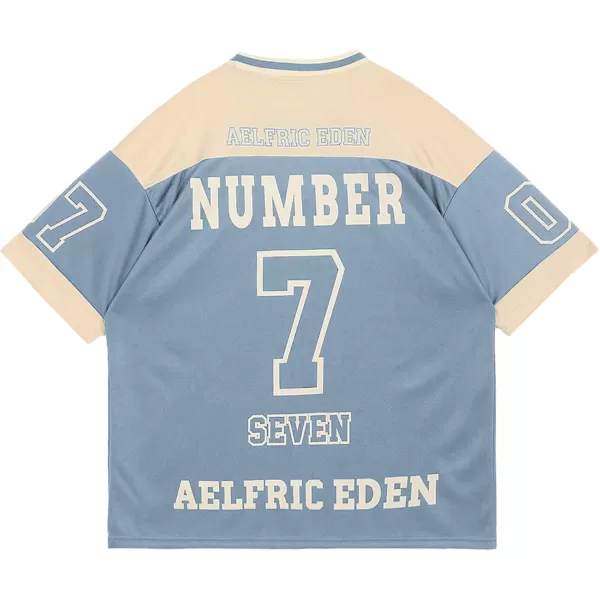 Aelfric Eden 90s Oversized T Shirts Unisex Grahpic Jersey Printed Casual Tees Streetwear Vintage Summer Top TshirtLight Blue