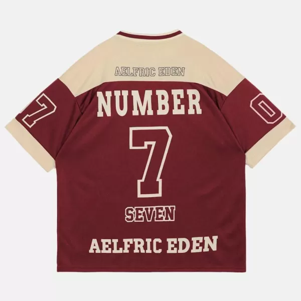 Aelfric Eden 90s Oversized T Shirts Unisex Grahpic Jersey Printed Casual Tees Streetwear Vintage Summer Top TshirtRed