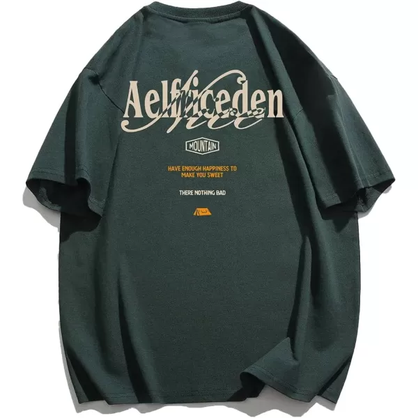 Aelfric Eden Mens Vintage Oversized Streetwear T Shirts Unisex Letter Graphic Print Tee Tops Casual Summer TshirtBb4green