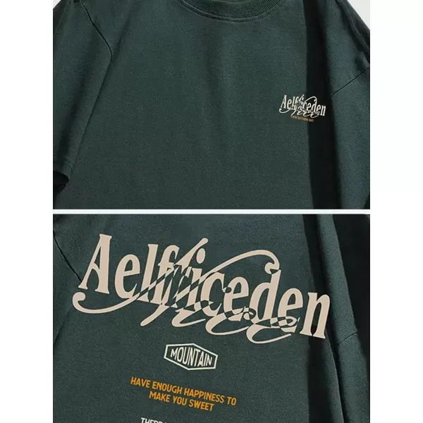 Aelfric Eden Mens Vintage Oversized Streetwear T Shirts Unisex Letter Graphic Print Tee Tops Casual Summer TshirtBb4green