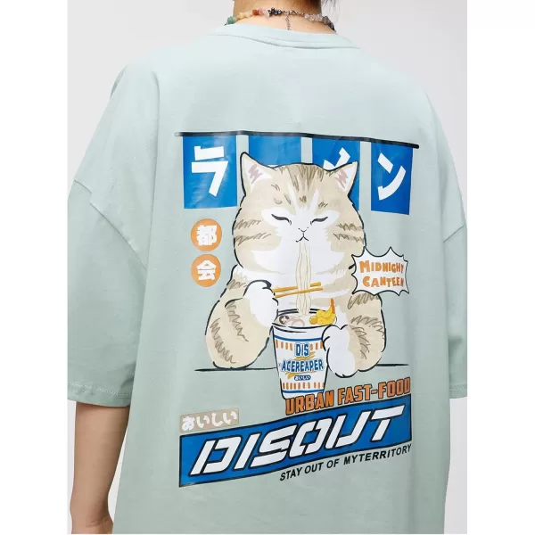 Aelfric Eden Oversized Cat Graphic Tees Men Streetwear Casual Summer Tops Unisex TShirt1green