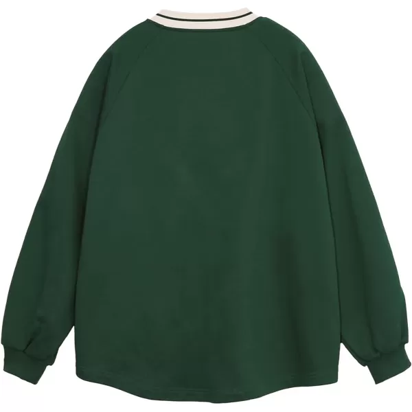 Aelfric Eden Oversized Crewneck Sweatshirts for Men Red Vintage Graphic Pullover Loose Fit Streetwear Long Sleeve TopApatchwork  Green