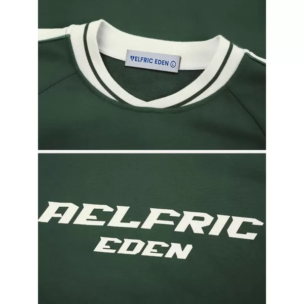 Aelfric Eden Oversized Crewneck Sweatshirts for Men Red Vintage Graphic Pullover Loose Fit Streetwear Long Sleeve TopApatchwork  Green