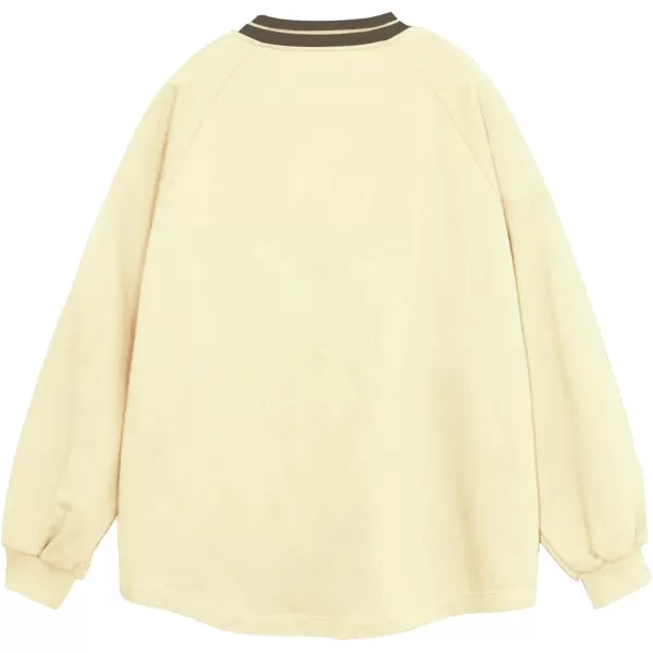 Aelfric Eden Oversized Crewneck Sweatshirts for Men Red Vintage Graphic Pullover Loose Fit Streetwear Long Sleeve TopBeige