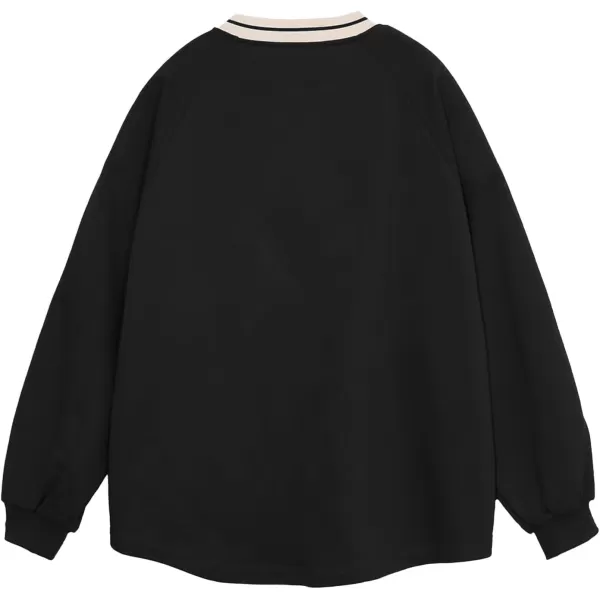 Aelfric Eden Oversized Crewneck Sweatshirts for Men Red Vintage Graphic Pullover Loose Fit Streetwear Long Sleeve TopBlack