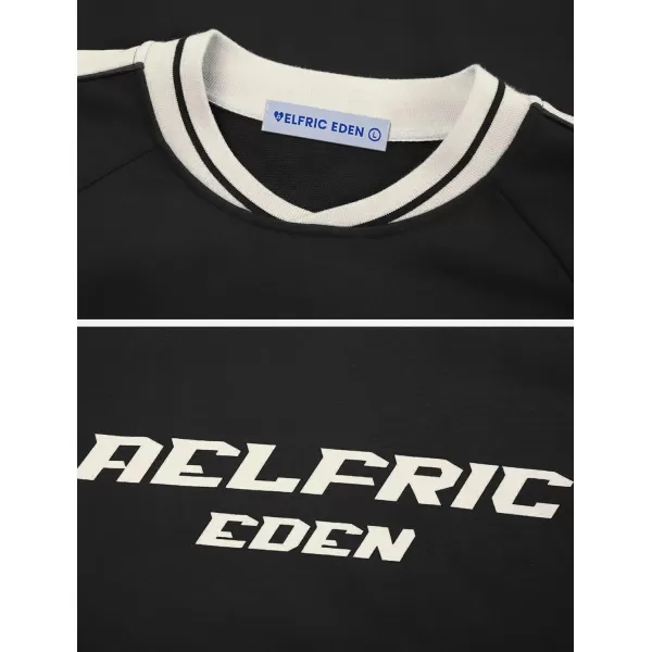 Aelfric Eden Oversized Crewneck Sweatshirts for Men Red Vintage Graphic Pullover Loose Fit Streetwear Long Sleeve TopBlack