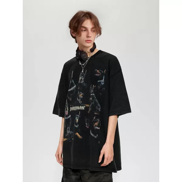 Aelfric Eden Oversized Dog Graphic Tees Men Streetwear Casual Summer Tops Unisex TShirt1black