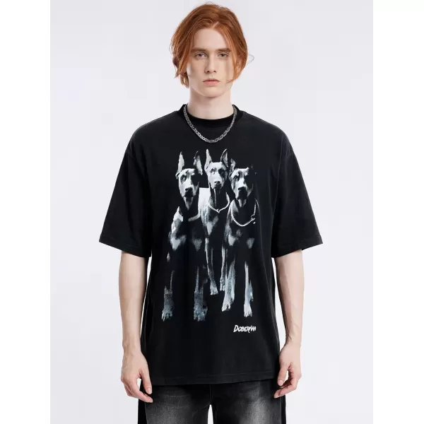 Aelfric Eden Oversized Dog Graphic Tees Men Streetwear Casual Summer Tops Unisex TShirt2black