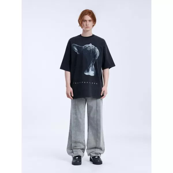 Aelfric Eden Oversized Dog Graphic Tees Men Streetwear Casual Summer Tops Unisex TShirt3black