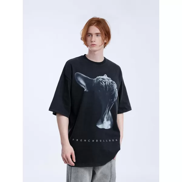 Aelfric Eden Oversized Dog Graphic Tees Men Streetwear Casual Summer Tops Unisex TShirt3black