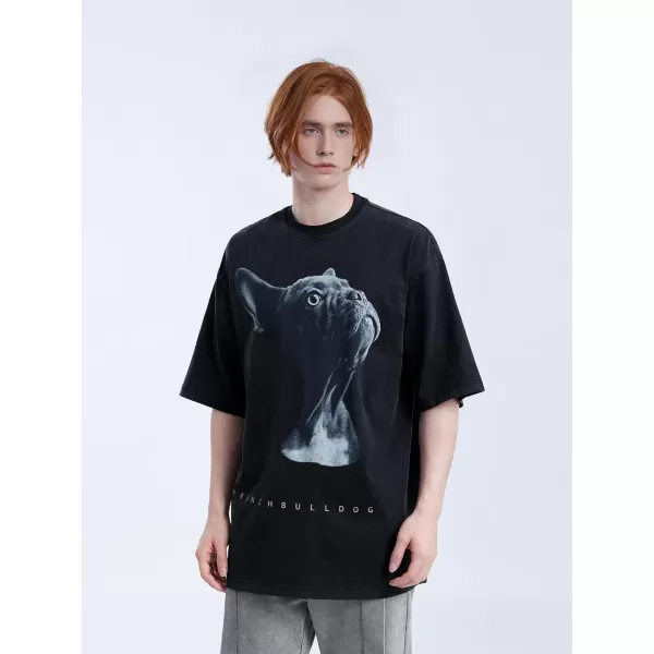 Aelfric Eden Oversized Dog Graphic Tees Men Streetwear Casual Summer Tops Unisex TShirt3black