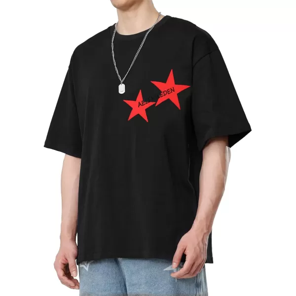 Aelfric Eden Womens Graphic Tees Unisex Oversized Tshirts Embroidery Star Casual Streetwear Summer TopsBlack