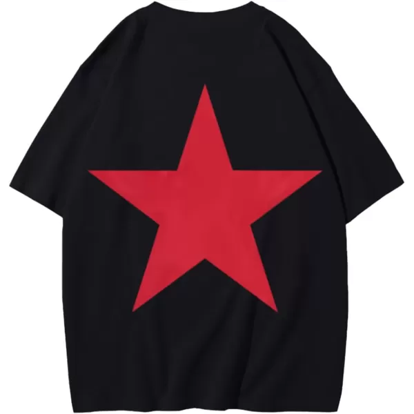 Aelfric Eden Womens Graphic Tees Unisex Oversized Tshirts Embroidery Star Casual Streetwear Summer TopsBlack