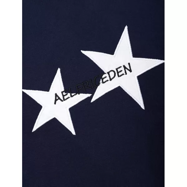 Aelfric Eden Womens Graphic Tees Unisex Oversized Tshirts Embroidery Star Casual Streetwear Summer TopsDeep Blue