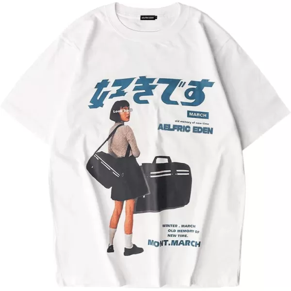 Aelfric Eden Mens Oversized Graphic Tee Summer Unisex Hipster Printed Casual Harajuku Top TshirtBwhite