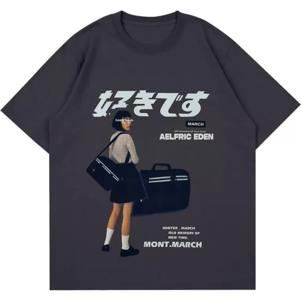 Aelfric Eden Mens Oversized Graphic Tee Summer Unisex Hipster Printed Casual Harajuku Top TshirtDark Gray