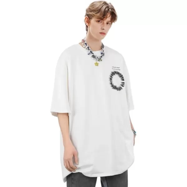 Aelfric Eden Mens Vintage Oversized Streetwear T Shirts Unisex Letter Graphic Print Tee Tops Casual Summer Tshirt07white