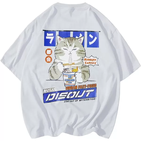 Aelfric Eden Oversized Cat Graphic Tees Men Streetwear Casual Summer Tops Unisex TShirt1white