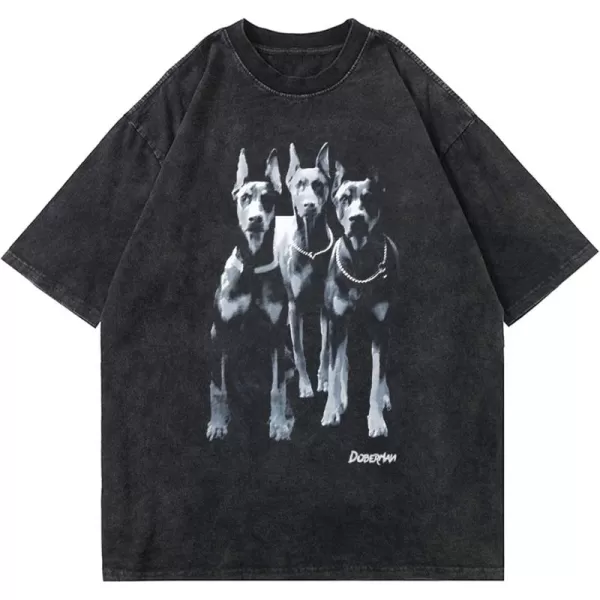 Aelfric Eden Oversized Dog Graphic Tees Men Streetwear Casual Summer Tops Unisex TShirt2black