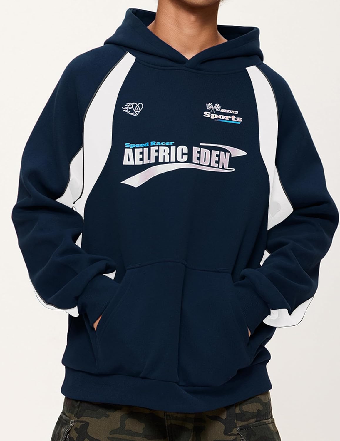 imageAelfric Eden Oversized Hoodie for Men Vintage Streetwear Graphic Long Sleeve Pullover Hoodies TopsNavy Blue