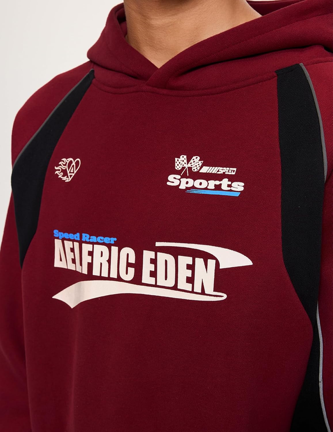 imageAelfric Eden Oversized Hoodie for Men Vintage Streetwear Graphic Long Sleeve Pullover Hoodies TopsRed