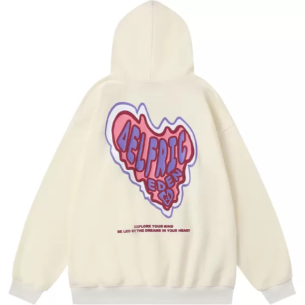 imageAelfric Eden Graphic Hoodie Womens Oversized Hoodies Y2k Cute Heart Print Sweatshirt Streetwear Hooded PulloverApricot