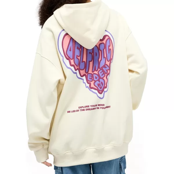 imageAelfric Eden Graphic Hoodie Womens Oversized Hoodies Y2k Cute Heart Print Sweatshirt Streetwear Hooded PulloverApricot