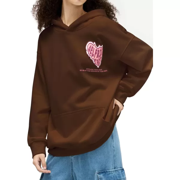 imageAelfric Eden Graphic Hoodie Womens Oversized Hoodies Y2k Cute Heart Print Sweatshirt Streetwear Hooded PulloverBrown