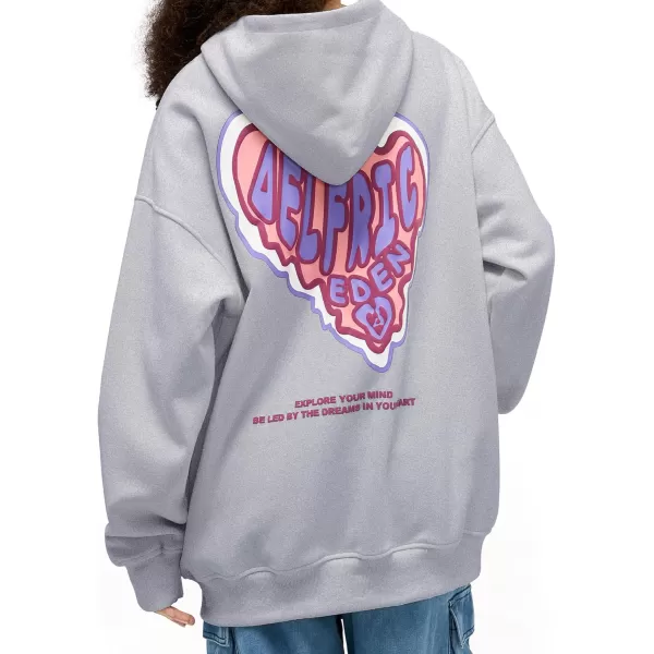 imageAelfric Eden Graphic Hoodie Womens Oversized Hoodies Y2k Cute Heart Print Sweatshirt Streetwear Hooded PulloverGrey