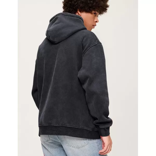 imageAelfric Eden Mens Hoodies Oversized Vintage Acid Wash Hoodie Heavyweight Cotton Fleece Hoodies Hooded Sweatshirt StreetwearBlack