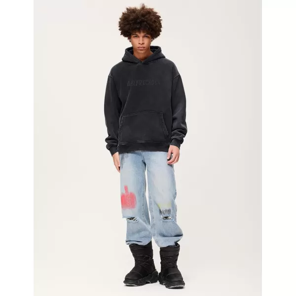 imageAelfric Eden Mens Hoodies Oversized Vintage Acid Wash Hoodie Heavyweight Cotton Fleece Hoodies Hooded Sweatshirt StreetwearBlack