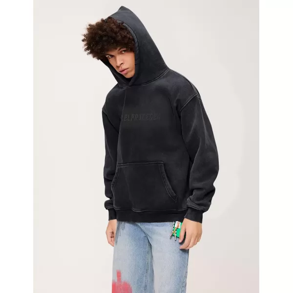 imageAelfric Eden Mens Hoodies Oversized Vintage Acid Wash Hoodie Heavyweight Cotton Fleece Hoodies Hooded Sweatshirt StreetwearBlack