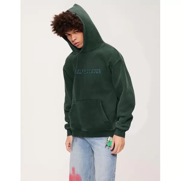 imageAelfric Eden Mens Hoodies Oversized Vintage Acid Wash Hoodie Heavyweight Cotton Fleece Hoodies Hooded Sweatshirt StreetwearDarkgreen