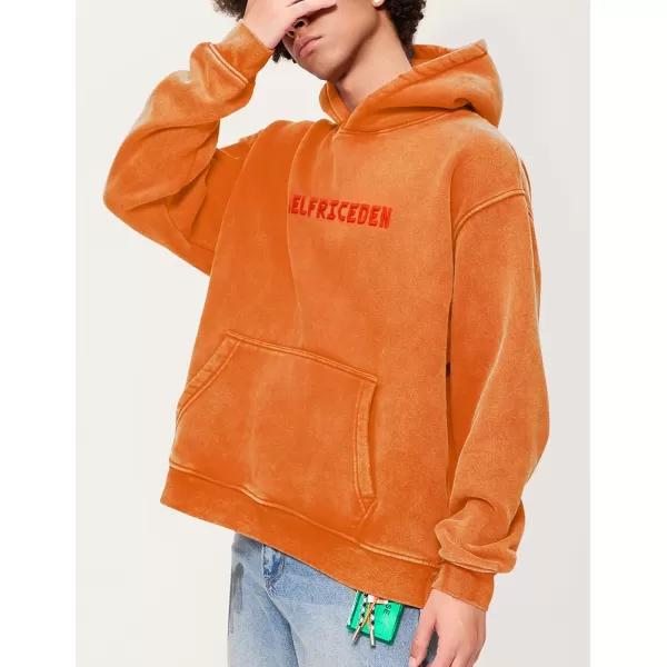 imageAelfric Eden Mens Hoodies Oversized Vintage Acid Wash Hoodie Heavyweight Cotton Fleece Hoodies Hooded Sweatshirt StreetwearOrange