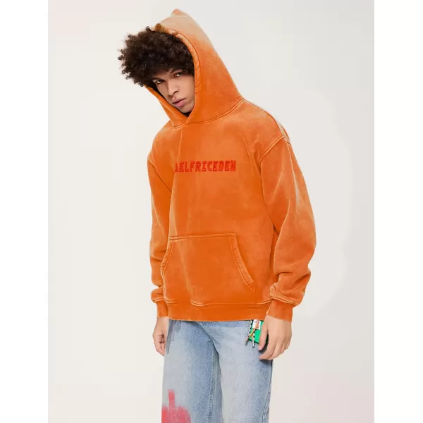 imageAelfric Eden Mens Hoodies Oversized Vintage Acid Wash Hoodie Heavyweight Cotton Fleece Hoodies Hooded Sweatshirt StreetwearOrange