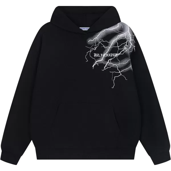 imageAelfric Eden Oversized Graphic Hoodies Y2k Lightning Print Streetwear Hoodie Pullover Hooded SweatshirtBlack