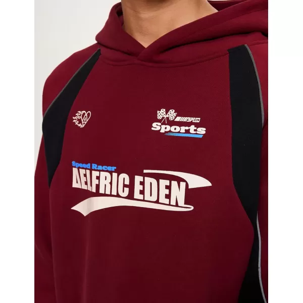 imageAelfric Eden Oversized Hoodie for Men Vintage Streetwear Graphic Long Sleeve Pullover Hoodies TopsRed