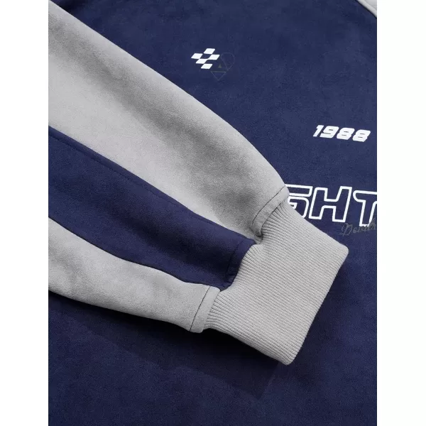 imageAelfric Eden Oversized Sweatshirt Vintage Crewneck Sweatshirts Casual Long Sleeve Suede PulloverNavy Bluegrey