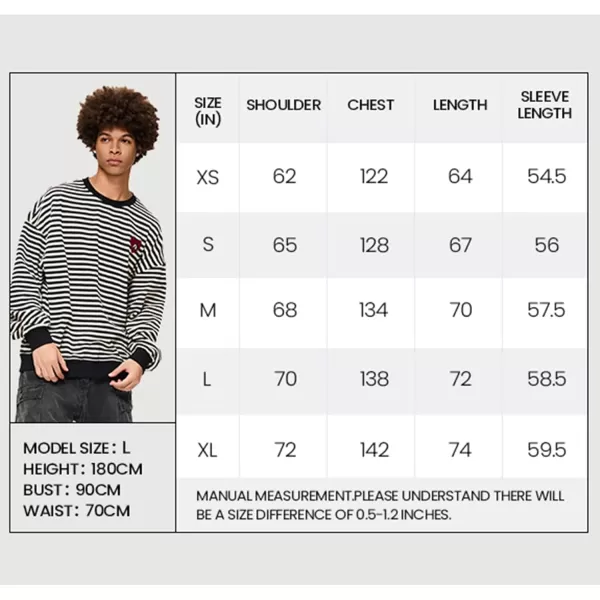 imageAelfric Eden Oversized Sweatshirt for Women Crewneck Striped Sweatshirt Preppy Shirts Y2K TopsBlack