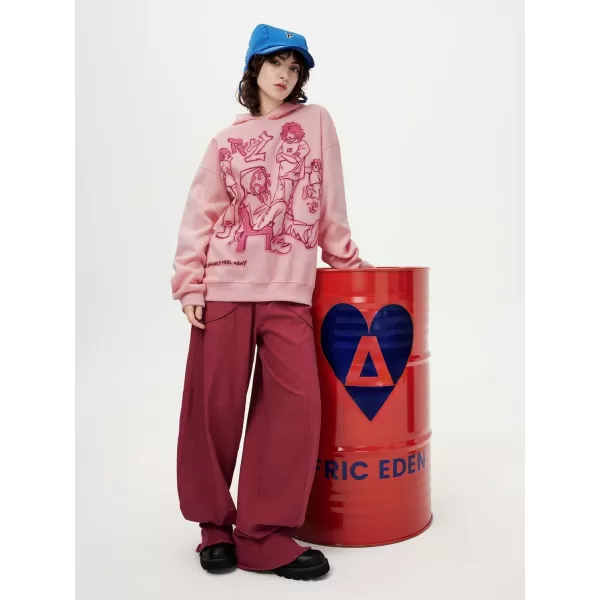 imageAelfric Eden Y2k Graphic Hoodies Streetwear Hoodie Oversized Hooded Sweatshirt Pullover Preppy Hip Hop Fashion Unisex1pink