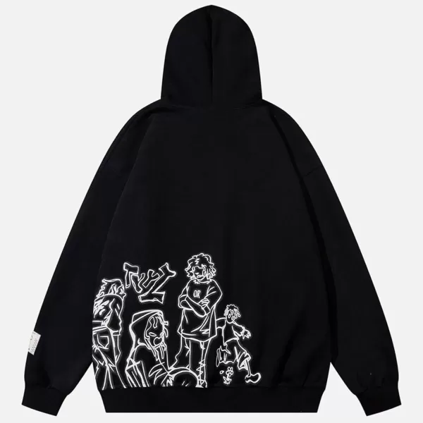 imageAelfric Eden Y2k Graphic Hoodies Streetwear Hoodie Oversized Hooded Sweatshirt Pullover Preppy Hip Hop Fashion Unisex3black White
