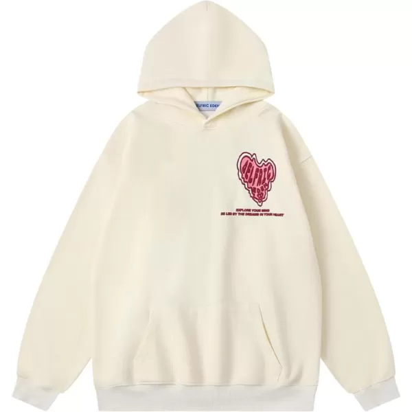 imageAelfric Eden Graphic Hoodie Womens Oversized Hoodies Y2k Cute Heart Print Sweatshirt Streetwear Hooded PulloverApricot