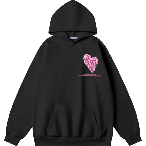 imageAelfric Eden Graphic Hoodie Womens Oversized Hoodies Y2k Cute Heart Print Sweatshirt Streetwear Hooded PulloverBlack