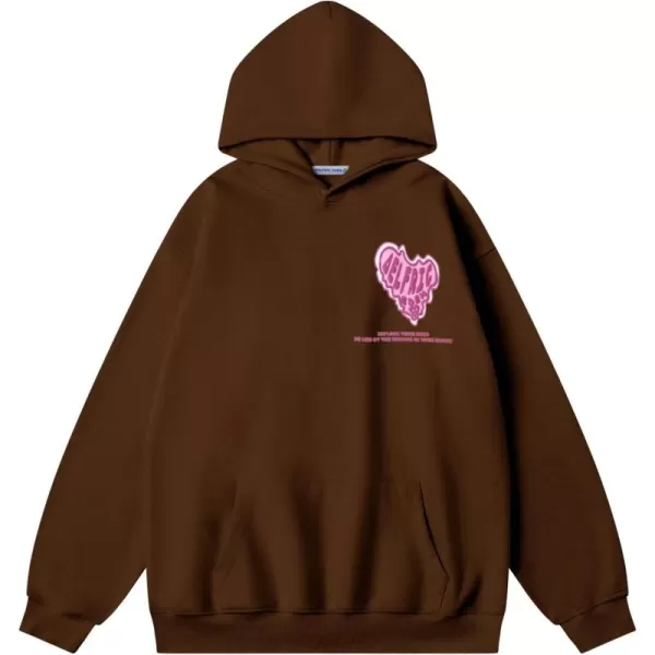 imageAelfric Eden Graphic Hoodie Womens Oversized Hoodies Y2k Cute Heart Print Sweatshirt Streetwear Hooded PulloverBrown